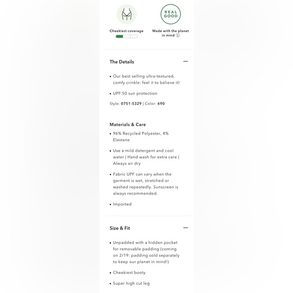 NWT Aerie Crinkle Scoop High Cut Cheekiest One Piece Swimsuit - Picture 9 of 9